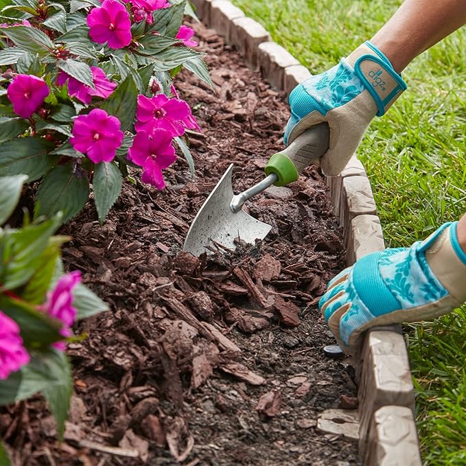 EasyFlex No-Dig Landscape Edging with Anchoring Spikes, 2.7 in. Tall Decorative Stone-Look Garden Border, 90 Foot Kit, Brown (3602B-90C)