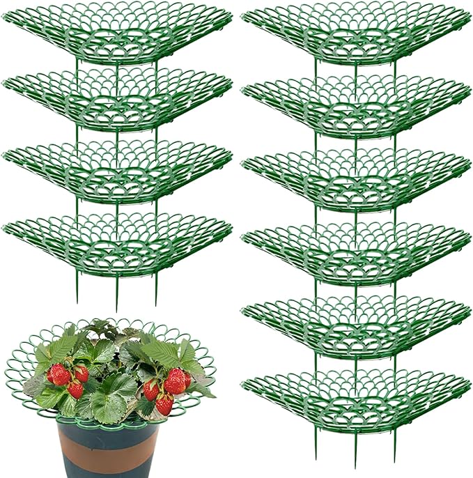 Strawberry Planter, 10PCS Strawberry Plants Support with 3 Sturdy Legs, 10" Dia. Removable Tower, Hollow Holder for Indoor Oudoor, Décor de pelouse