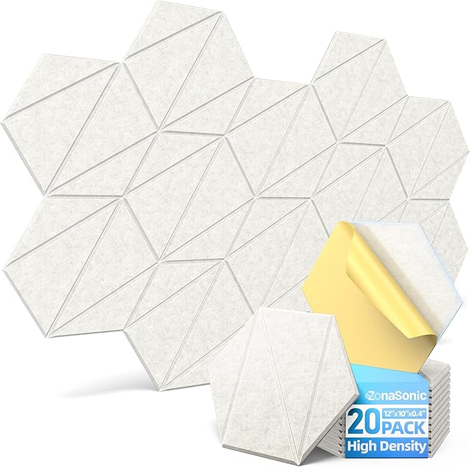 20 Pack Acoustic Panels with Self-Adhesive 12"X10"X0.4" Sound Proof Foam Panels