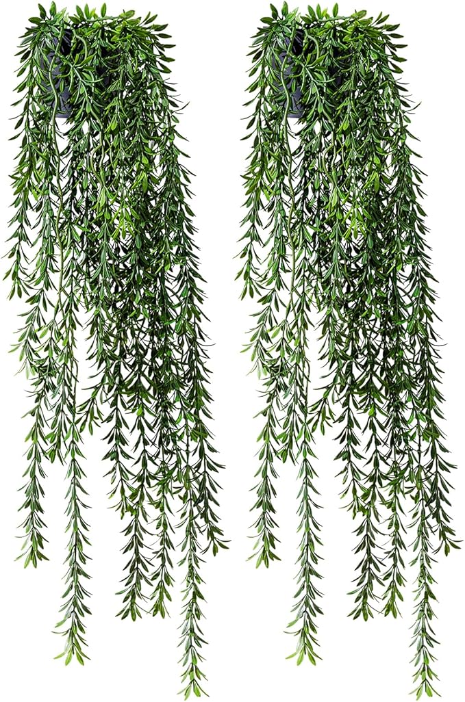 Artificial Hanging Plant 2 Pcs Faux Plant Ivy Vine Faux Eucalyptus Vines Fake