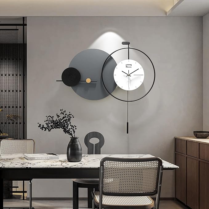 Large Modern Wall Clock for Living Room, Decorative Silent Battery Operated