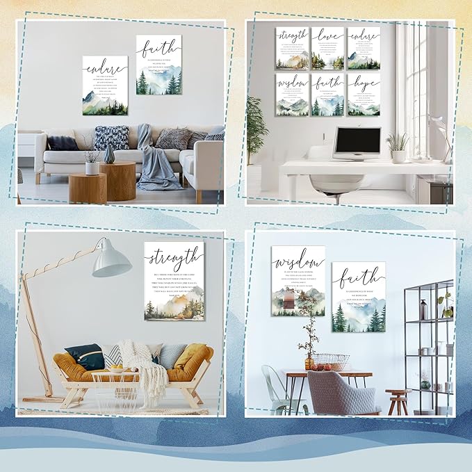 Sacubee 6 Pack Acoustic Christian Art Panels 12" x 16" Faith Hope Love
