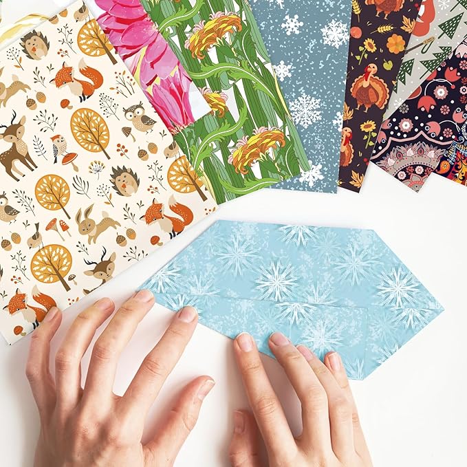 Origami 6x6 Paper Kit 150 Sheets 150 Vivid Colors Double Sided Same Printed Traditional Patterns Square for Arts Crafts Projects Japan Traditional Chiyo.Bohemian