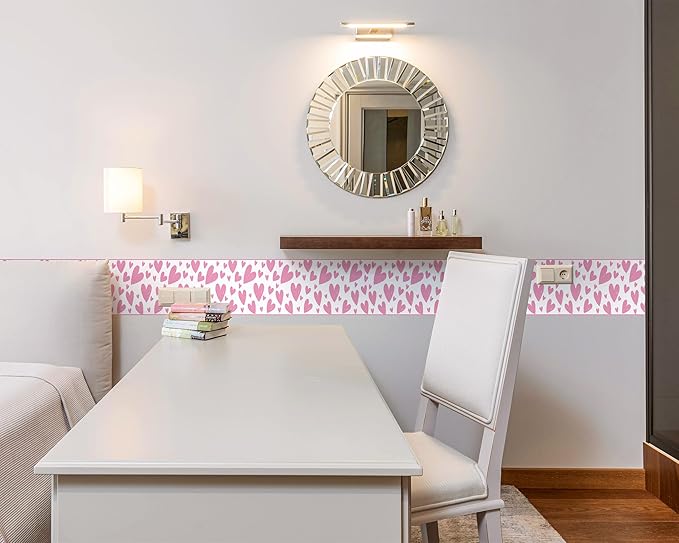 FLFK Pink Heart Wallpaper Border
