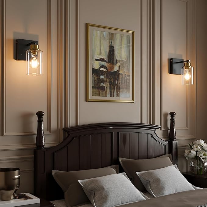Battery Operated Wall Sconce Set of 2, Easy Install Dimmable Wireless Wall Lamps