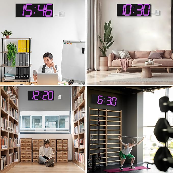 CHKOSDA LED Large Digital Wall Clock, Oversize Wall Clock