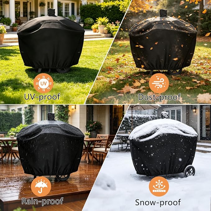 BBQ Grill Cover for Oklahoma Joe's Bronco 18 in Smoker, Waterproof 600D Outdoor Propane Barbecue Covers Griddle Covers- 44" L x 27" W x 39" H