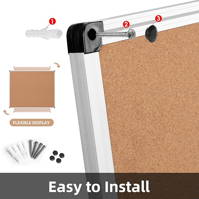 Large Cork Bulletin Board 48" X 48", Wall Mounted Notice Pin Board