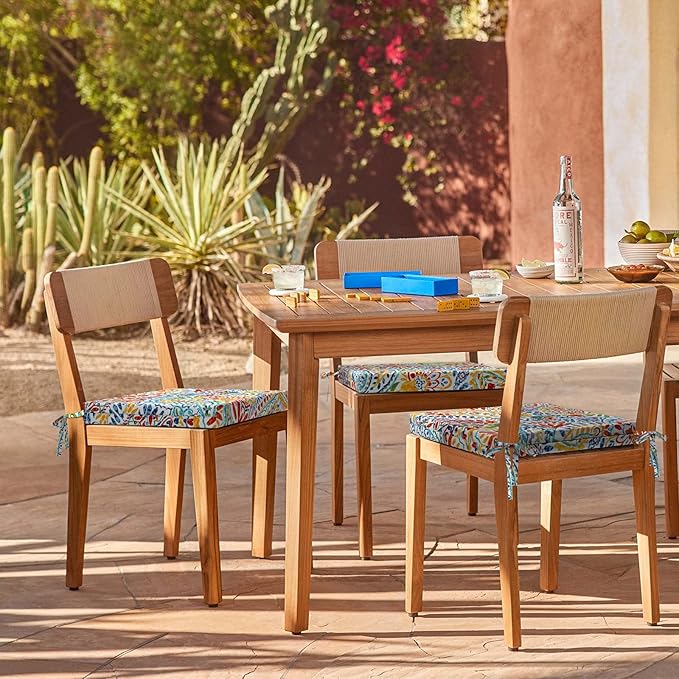 LVTXIII Outdoor Chair Cushions, Water Repellent Patio Furniture Cushions Outdoor Square Chair Pads with Ties for Dining Chairs and Garden Furniture Decoration, 18.5"x16"x2" Set of 4, Paisley Multi