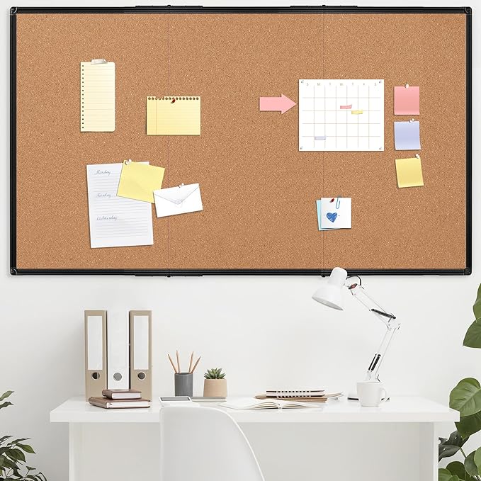 Extra Large Cork Bulletin Board 96" X 48", Foldable Notice Pin Board