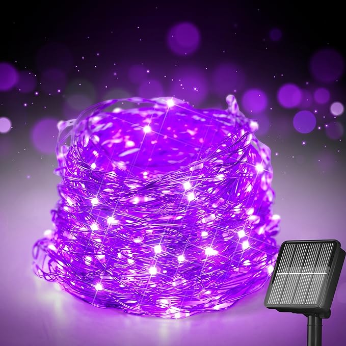 Selarlyt Solar String Lights for Outside, 72Ft 200 LED Solar Fairy Lights with 8 Modes, Solar Powered Fairy Lights Waterproof for Waterproof for Christmas Tree Garden Party Wedding Decor.ï¼Purpleï¼