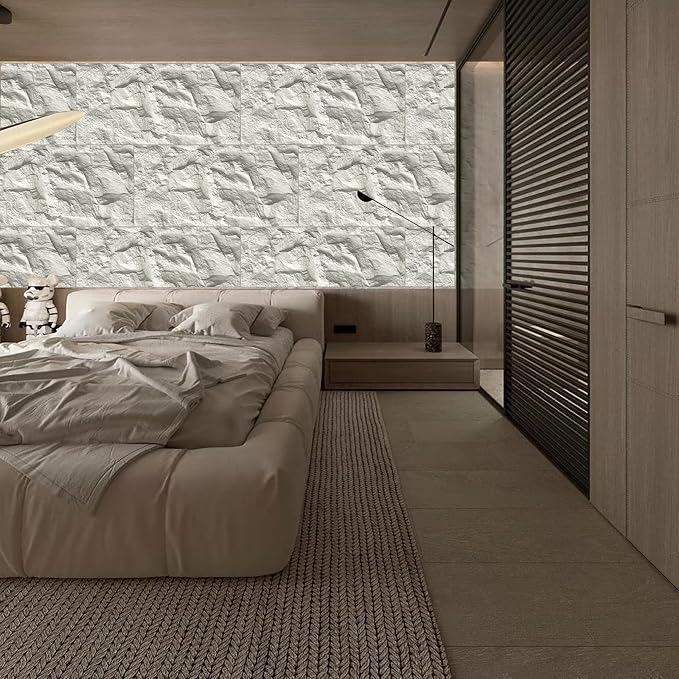 3D Faux Stone Wall Panels, Lightweight & Waterproof Accent Marble Rock Skin