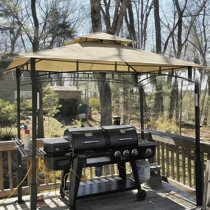 Grill Gazebo Replacement Roof, 5x8ft Outdoor BBQ Gazebo Canopy Cover, Double Tiered Grill Gazebo Replacement Roof for #L-GG001PST-F