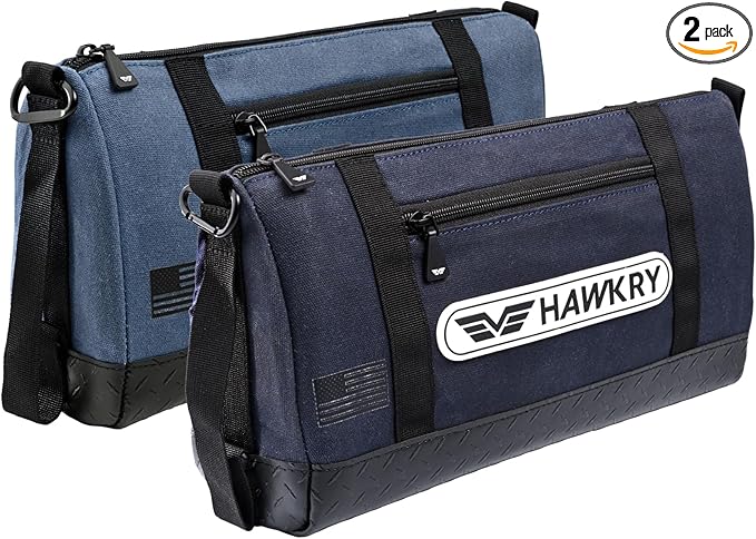 HAWKRY Heavy Duty Canvas Tool Bag Set of 2 â Waterproof Canvas Zipper Pouch, Garden Tool Bag, Construction Bags Heavy Duty, Small Zipper Pouch, Motorcycle Tool, Multipurpose Fishing Bag