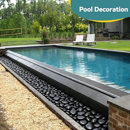 40lbs Black Rocks for Planters, 3-4 Inch Decorative Rocks for Potted Plants, Polished Garden Stones for Outdoor Landscaping, Walkways, Yard, River Rocks for Flower Pots, Vase