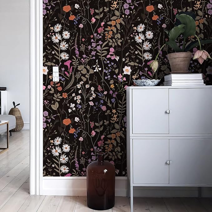JiffDiff Floral Wallpaper Peel and Stick- 1181" x 17.3" Farm Wildwood Self