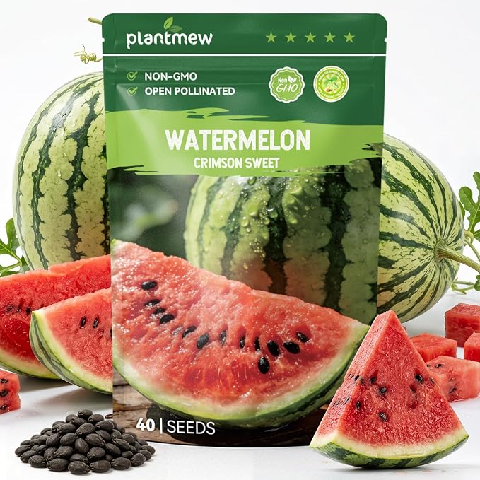 40 Heirloom Crimson Sweet Watermelon Seeds for Planting â Large Sweet Melon, High Germination, Fast-Growing, Ideal for Home Garden & Field