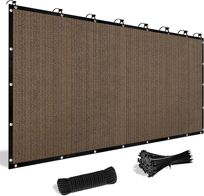 Shade&Beyond Customized Size 15' X 15' Shade Cloth with Grommets, 90% UV Protection UV Protection Mesh Tarp Sun Screens for Patio GN04, Mocha