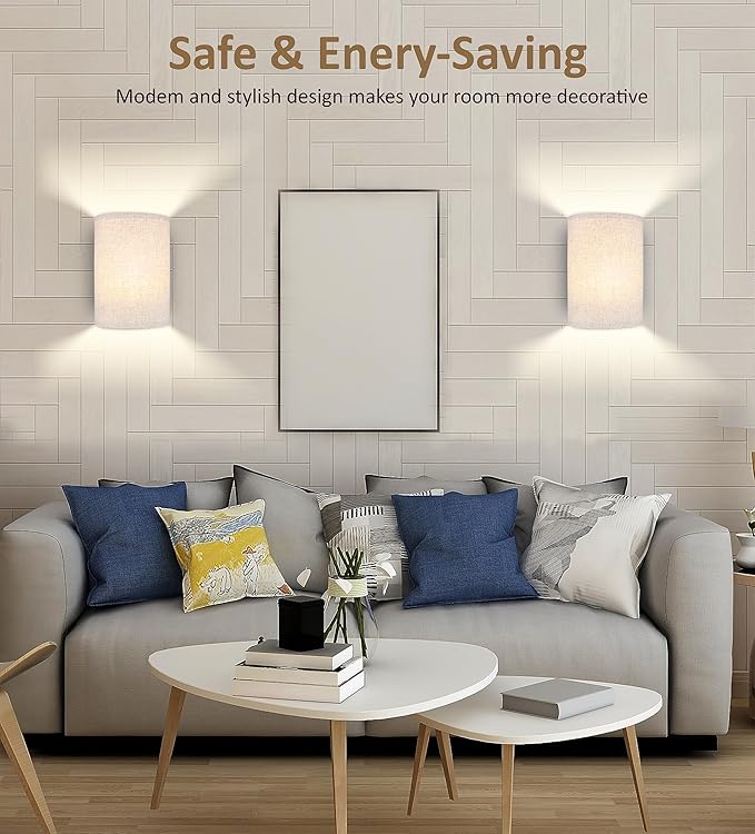 FINCMY Battery Operated Wall Sconces Set of Two, 18 RGB Colors Stick on Wall
