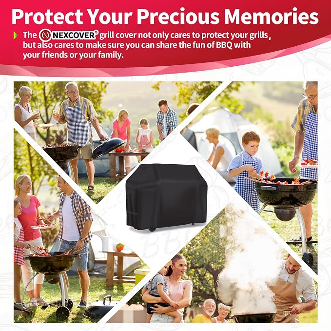 NEXCOVER 60 Inch Grill Cover - 600D Heavy Duty Waterproof and Weather Resistant BBQ Cover for Weber, Char Broil, Nexgrill - Fade Resistant, Black