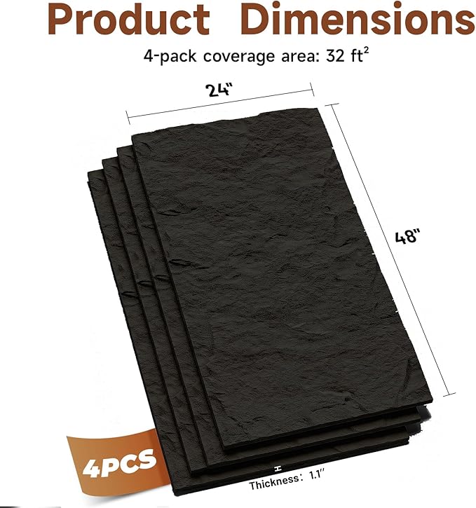 VooBang 4 Pack 3D Wall Panels, Lava Rock Molten Texture PU Wall Panels