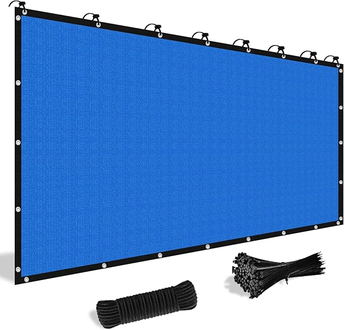 Shade&Beyond Customized Size 4' X 12' Shade Cloth with Grommets, 90% UV Protection UV Protection Mesh Tarp Sun Screens for Patio GN04, Blue
