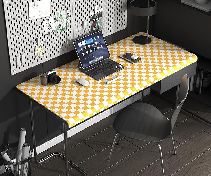 Modern Peel and Stick Wallpaper Orange and White Mosaic Checkered Contact Paper