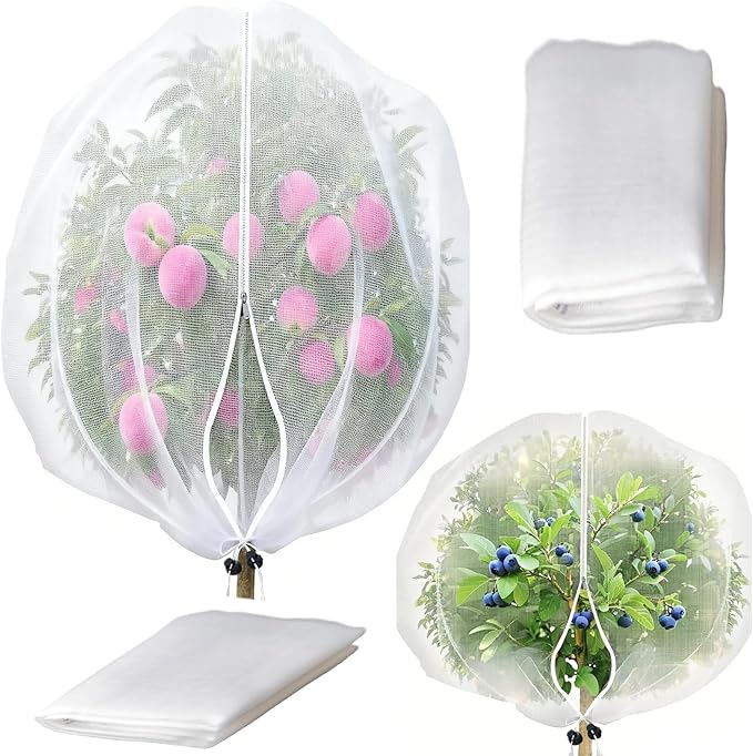 Garden Mesh Netting with Drawstring & Zipper,2PACK Pest Barrier Insect Netting Plant Mesh Cover for Vegetable Flowers Fruits Plants (2.3FTx 3.3FT+3.3FT x 4.9FT)