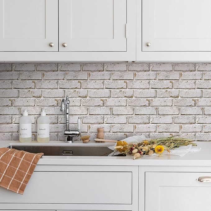 COMSTICKC 3D Faux Brick Wall Panels Peel and Stick, Small Size Self Adhesive