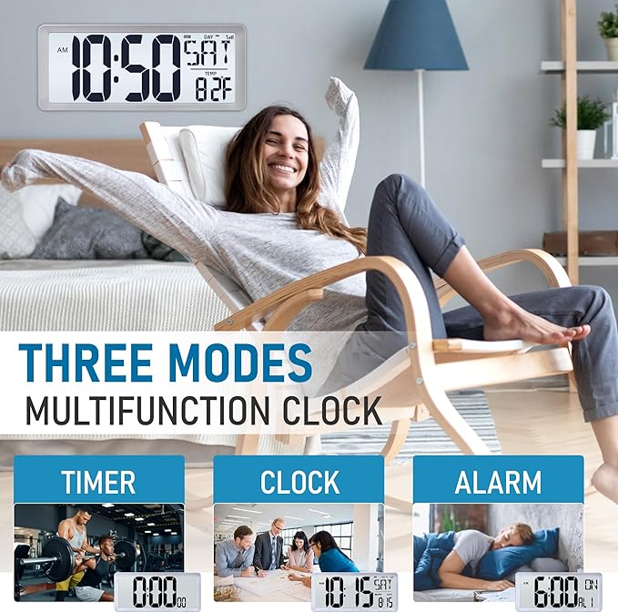 TXL Silver Large Digital Wall Clock