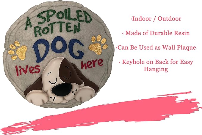Spoontiques - Garden Décor - Spoiled Rotten Dog Stepping Stone - Decorative Stone for Garden (Pack of 10)