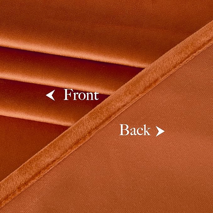 NICETOWN Orange Velvet Curtains 90 inch Long