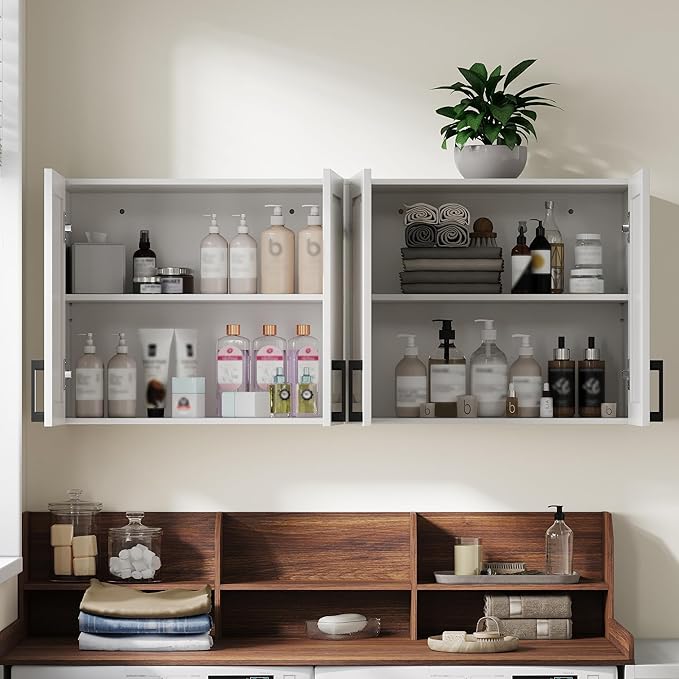 ChooChoo Laundry Room Cabinets, 4 Doors Wall Mounted Storage Cabinet, Kitchen