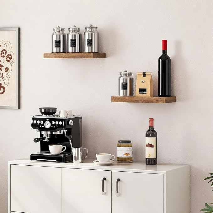 Vervida® 3 Pack Rustic Brown Floating Shelves, Holds Up to 38 Lbs,