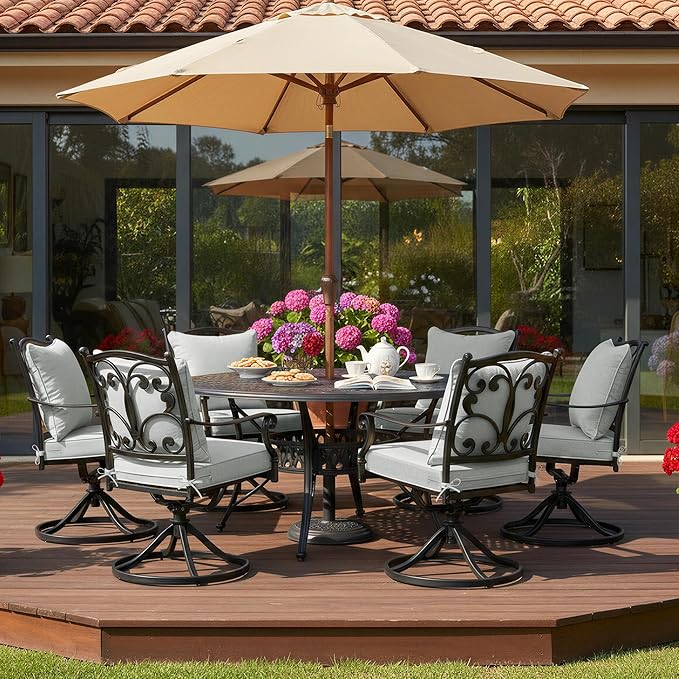 Summsun Patio Cushions for Outdoor Furniture, Faux Linen Water Resistant Backrest and Deep Seat Cushion Set with Non-Slip Bottom, Ties, Removable Cover, 22 x 22 Inch, Light Grey, Set of 4
