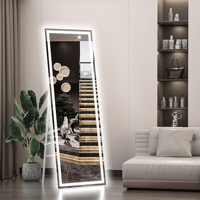 Hasipu Full Length Mirror with Lights, Full Body Dressing Standing, Hanging