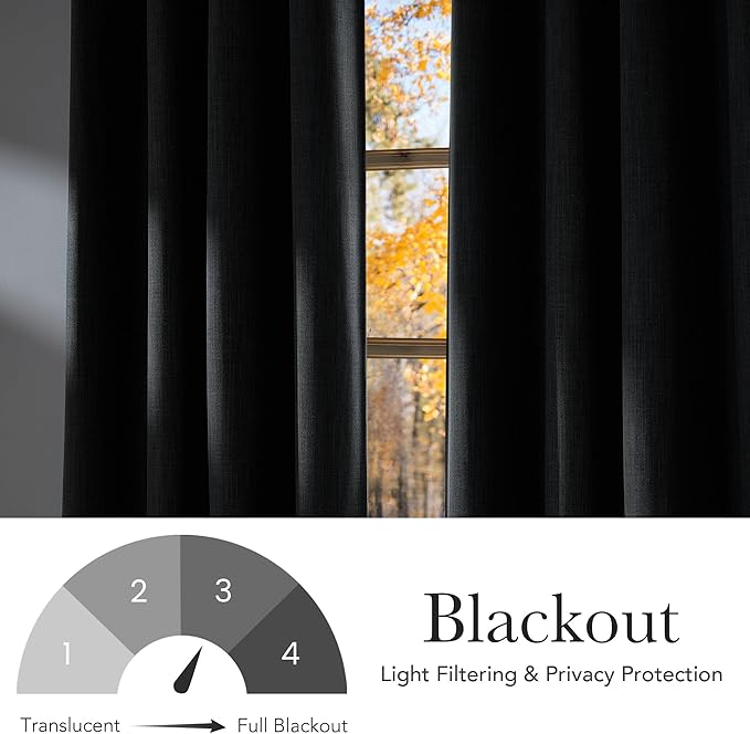NICETOWN Charcoal Gray Faux Linen Room Darkening Rod Pocket Curtains 63 inch