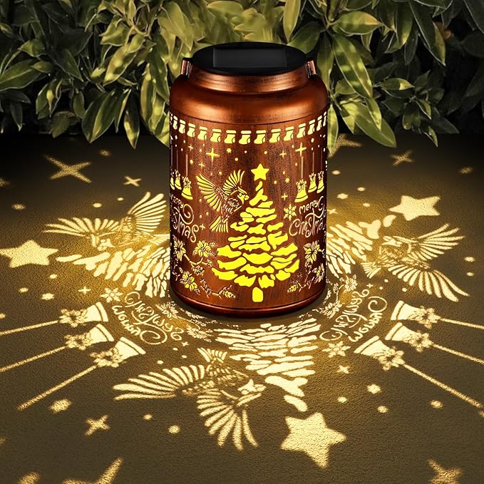 Solar Lanterns Outdoor Waterproof Garden Decor Birthday Gifts for Women Mom Grandma Hanging Lights Metal Decoration Outside for Yard, Patio,Backyard( Red Bird)