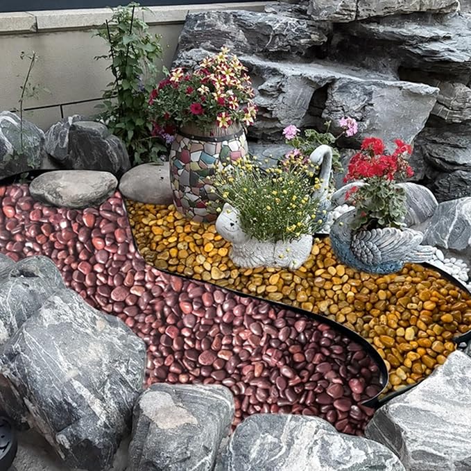 FANTIAN 5 lbs Red River Rocks, 1-2 Inch Polished Pebbles for Indoor Plants, Decorative Rocks Stones for Landscaping, Vases, Aquariums, Fountains, Pathways, Backyard and Garden
