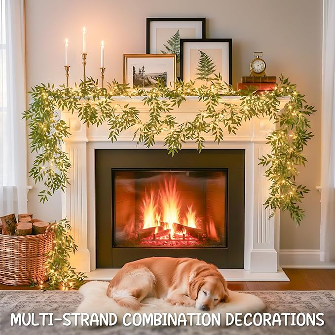 suddus Willow Vine with Fairy Lights Battery Operated, 12ft 40 LED Artificial
