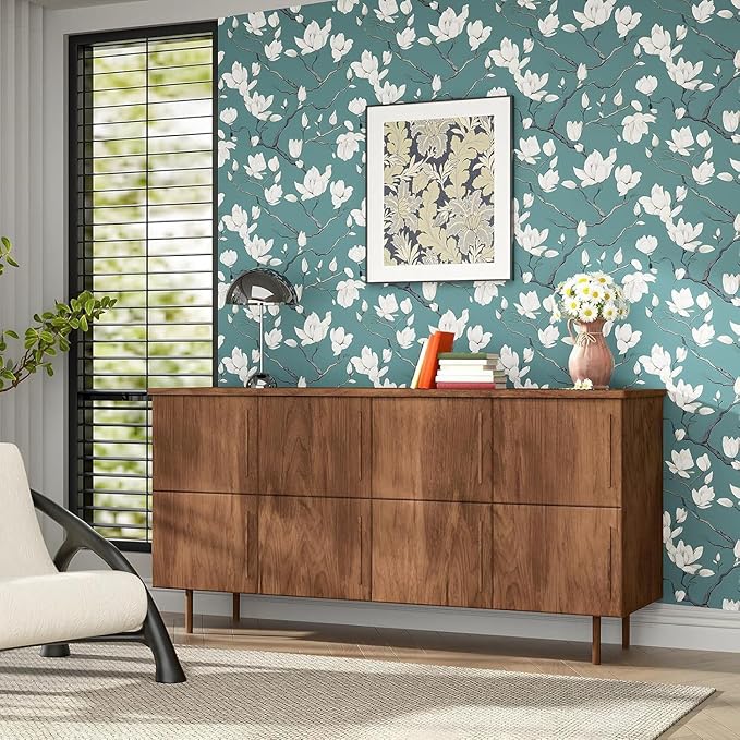 Laatse Blue and White Wallpaper Peel and Stick Vintage Floral Contact Paper