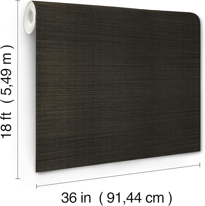 York Wallcoverings Natural Sisal Black Peel and Stick Grasscloth Wallpaper