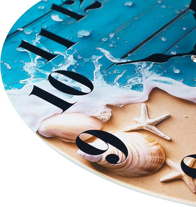 Small Bathroom Wall Clock, Ocean Beach Glass Waterproof Wall Clocks
