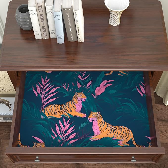 BOKEBEVE Extra Long Wallpaper Peel and Stick Vintage Tropical Tiger Contact