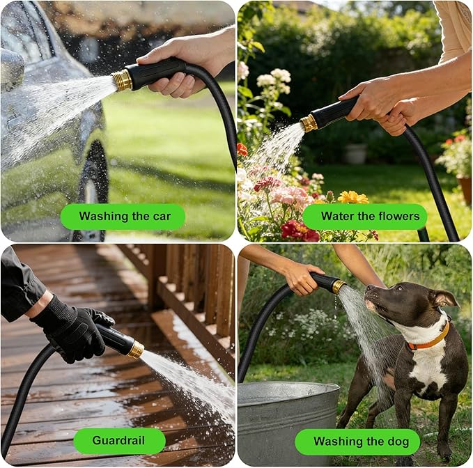 25FT Garden Hose, 2026 New Upgraded Fabric Thickened Non-Expanding Water Hose, Ultra Lightweight & Flexible, Burst-Resistant, Kink-Free Hose 700 PSI for Outside, RV, Yard, 3/4GHT, Black-Gray