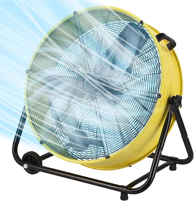14000 CFM Industrial Floor Fan 30 Inch, High Velocity Heavy Duty Drum Fan, 360°Fully Adjustable Tilt, 3-Speed, Portable Wheels & Handle for Commercial, Warehouse, Garage, Workshop, Gym-ETL Certified