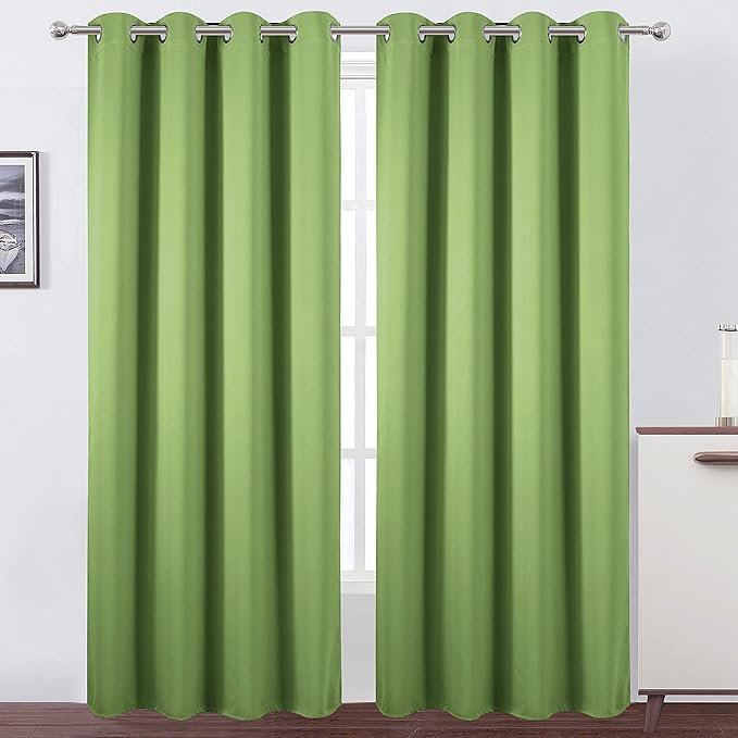 LEMOMO Light Green Thermal Blackout Curtains/52 x 95 Inch/Set of 2 Panels Room