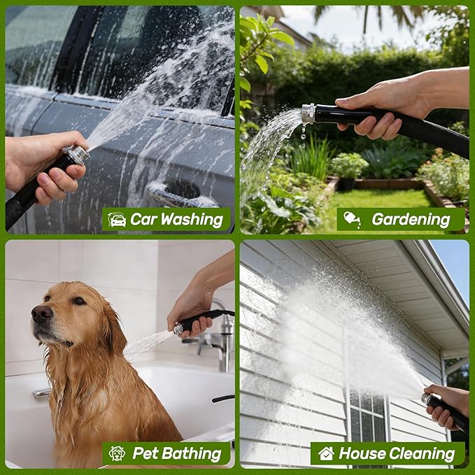 Garden Hose 50ft Non-Expandable Lightweight,Premium Flexible, Kink-Resistant Design, Extra Durable & Leakproof with Solid Fittings, Easy Coil Storage for Car, Lawn, Pet & Outdoor Using (50FT)