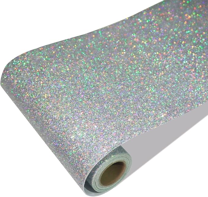 CRE8TIVE Silver Holographic Glitter Wallpaper Border Fabric Glitter Wallpaper