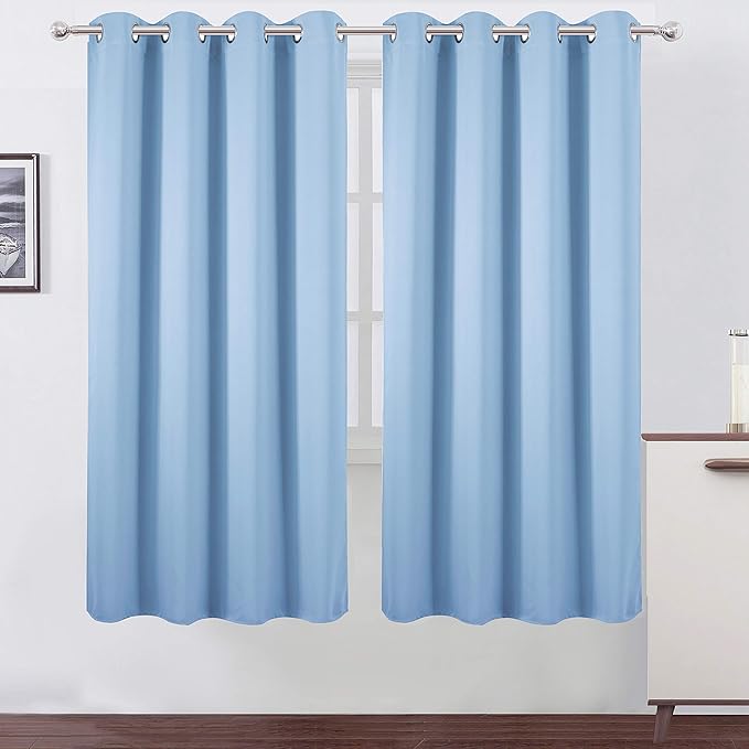 LEMOMO Sky Blue Thermal Blackout Curtains/52 x 72 Inch/Set of 2 Panels Room